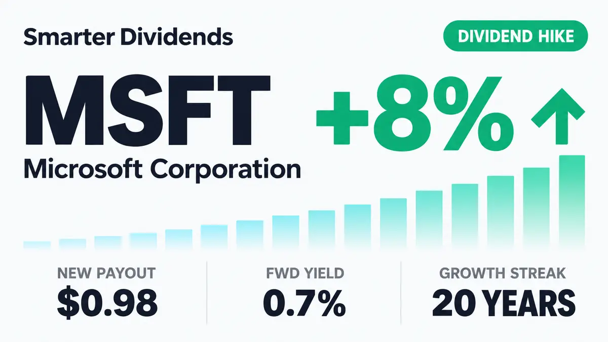 Microsoft Raises Quarterly Dividend 7.7% to $0.98